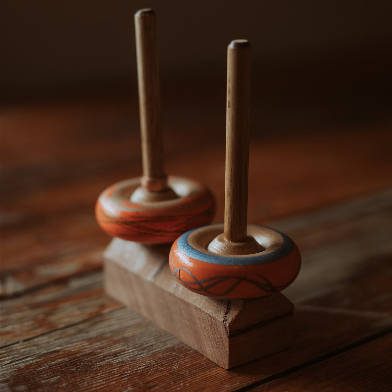 Spinning tops and stand