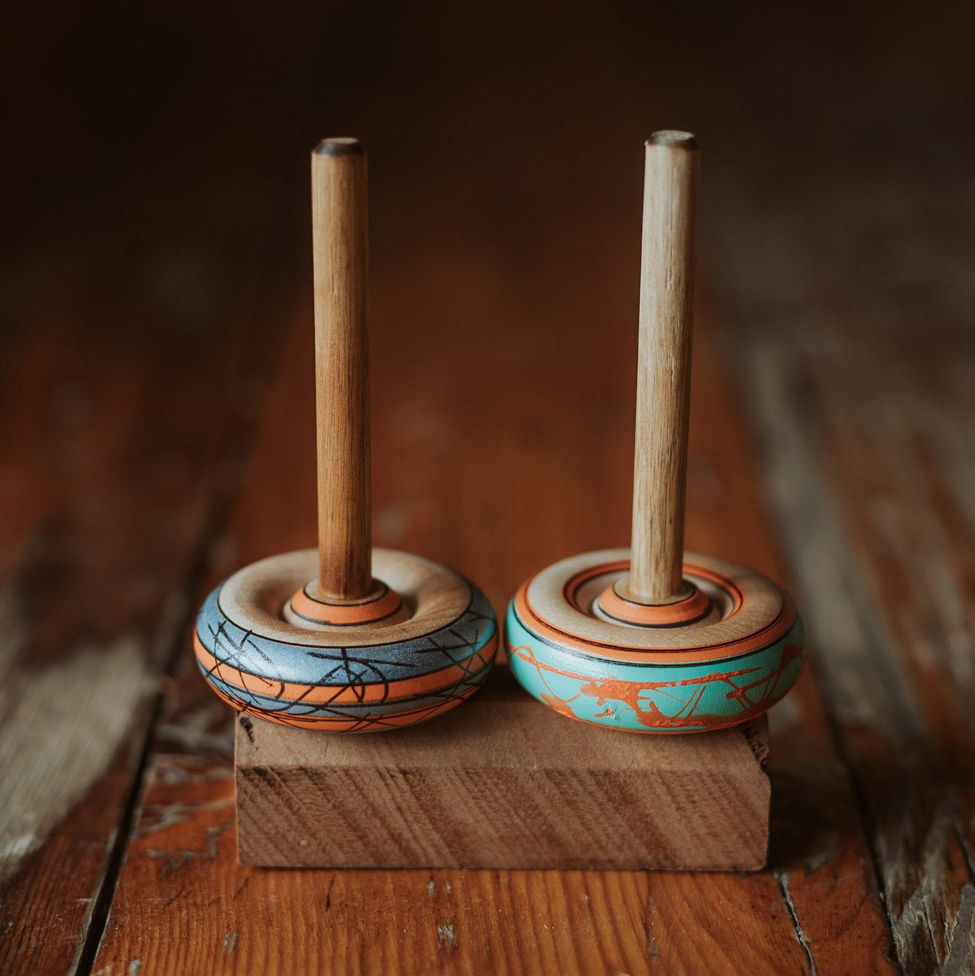 Spinning tops and stand