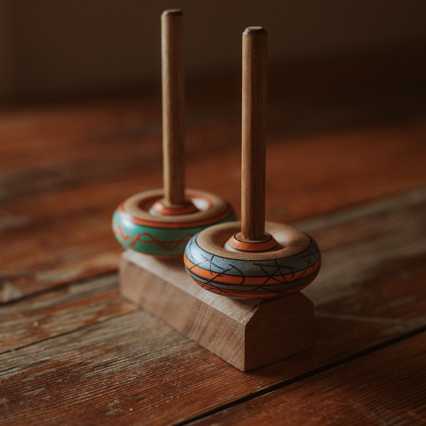 Spinning tops and stand